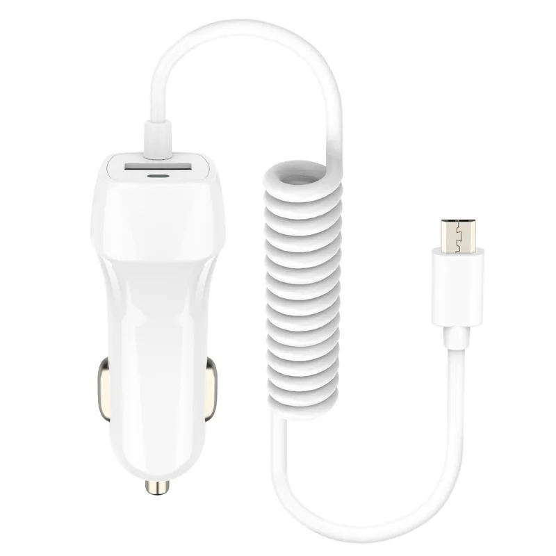 Быстрое быстрое USB-C автомобильное зарядное устройство для huawei P30 IPhone X 8 7 Android type C пружинный кабель для IPhone X 8 7 6 6s Plus huawei Xiaomi - Тип штекера: White micro usb