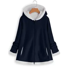 Women's Coats Fashion Winter Pocket Zipper Long Sleeve Plush Hoodie Coat Woman Casual Warm Winter Jacket Oversize Coats#G15
