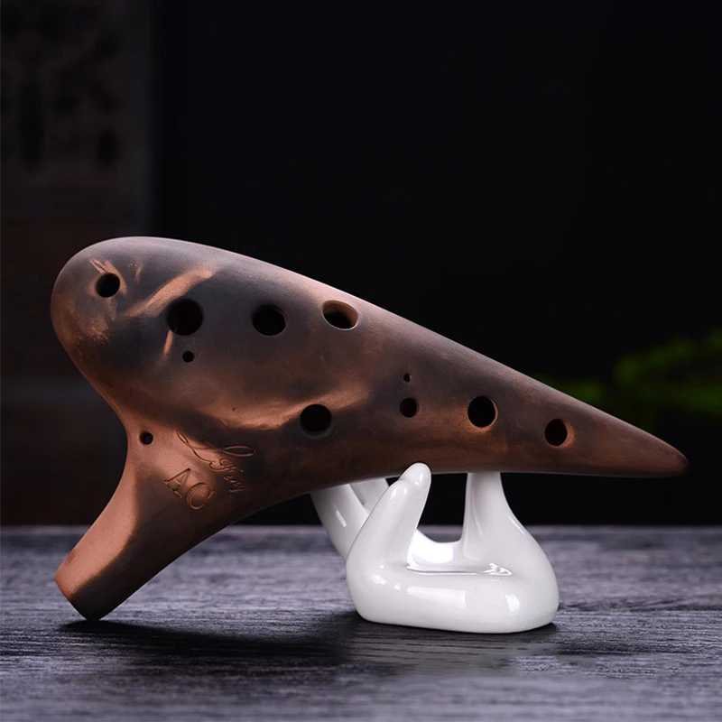 Глянцевые Музыкальные инструменты с коричневыми полными клавишами Ocarina 12
