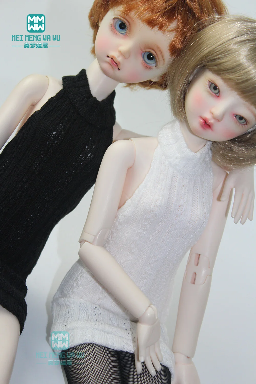 

Clothes for doll fit 43cm 1/4 BJD accessories Halter Sweater Black, White, Grey, Pink