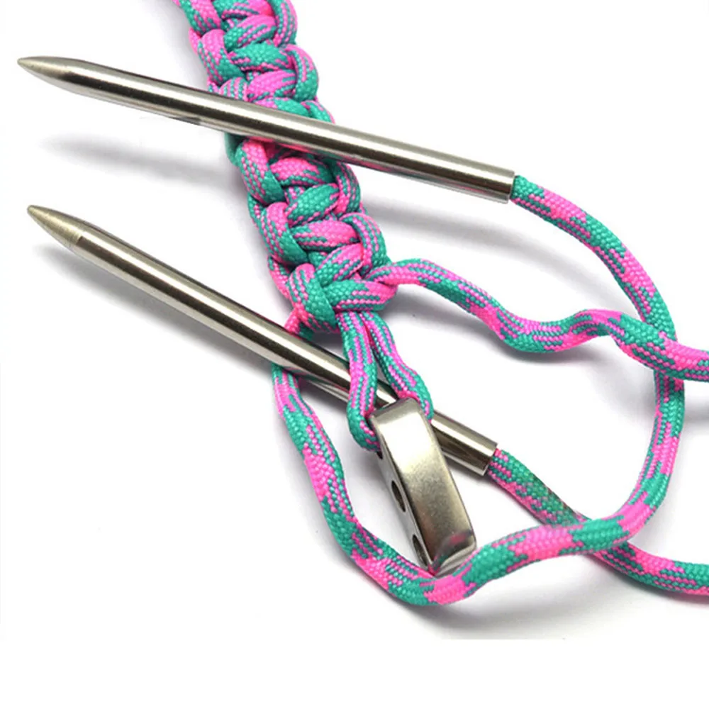 

2pcs Stainless Steel EDC Paracord Rope Bracelet Knitting Needle Laces Strings 550 Paracord Weaving Needles Tools
