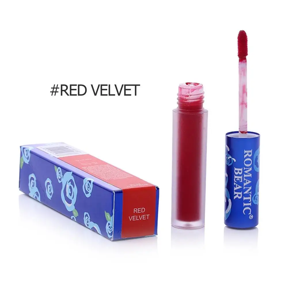 RED VELVET Романтическая антипригарная губная помада с медведем бархатный блеск для губ матовая губная глазурь стойкий блеск для губ Косметика для макияжа - Цвет: RED VELVET