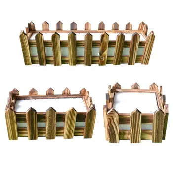 

2020 The Rural Style Wooden Fence Brown Fence Wood Flower Cute Vase Pots Planter Simulation Home 40P