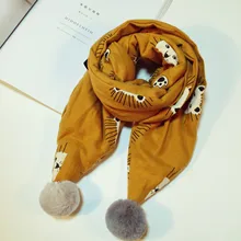 Новые осенне-зимние хлопковые шарфы для девочек, детский шарф из хлопка и льна, шарф с круглым вырезом и рисунком для мальчиков и девочек, новые модные шарфы для детей