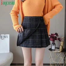 Мини-юбка с панелями, Женская Повседневная клетчатая дышащая юбка с высокой талией, Женская Офисная модная юбка размера плюс, вечерние юбки больших размеров