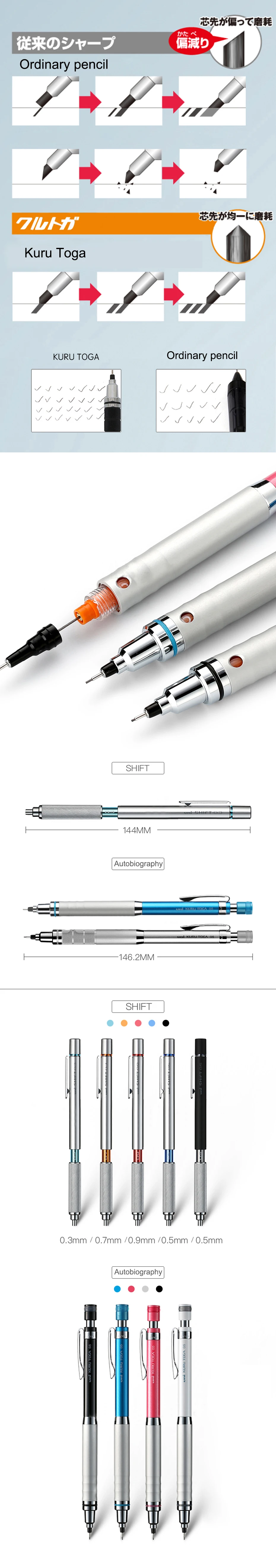 1 шт UNI M5-1010/M5-1012 карандаш для рисования для легкого слома студенческого экзамена деятельности низкий центр тяжести металла рукопожатие