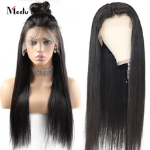 Meetu индийский прямой парик с волосами младенца 13x4 бесклеевой кружевной передний парик человеческих волос предварительно сорвал для женщин парики Реми