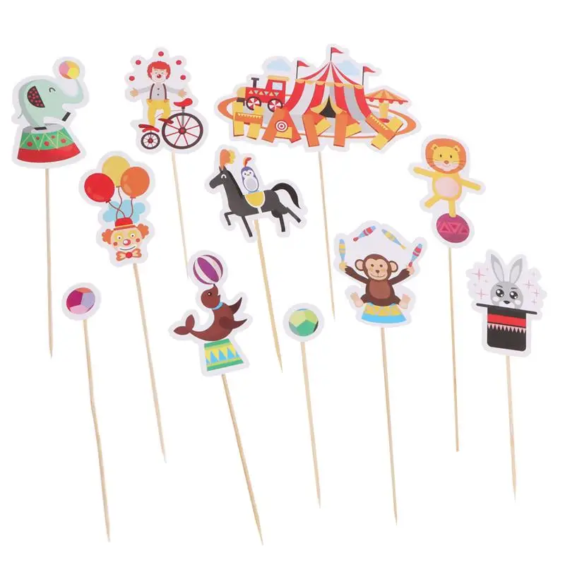 11pcs Topper Decor Cute Funny Practical Acrobatics Clown Cake Decor Circus Cake Pick For Festival Gathering Party