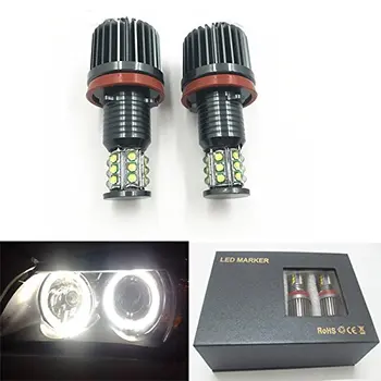 한 세트 알루미늄 led 천사 눈 조명 H8 180W 6 면 천사 눈 헤일로 링 안개 램프 BMW E82 E90 E92 E60 E61 E63 E89 X6