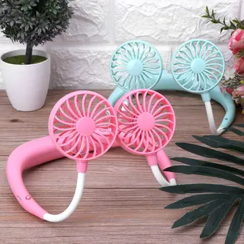 

USB Rechargeable 3 Gears Mini Fan Portable Wearable Fan Hands-free Neck Hanging Mini Sports Fan Air Cooler