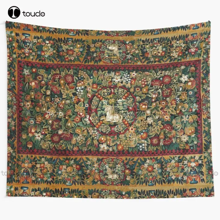 Medieval unicórnio tapeçaria floral tapeçaria popular tapeçaria tapeçaria tapeçaria pendurado na
