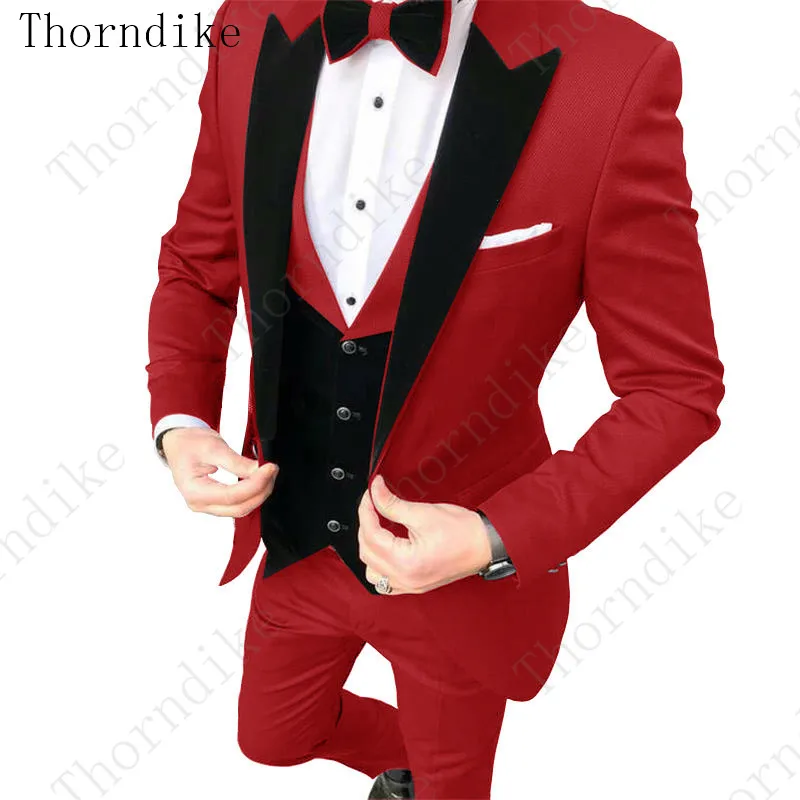 Thorndike, желтый, красный, синий, фиолетовый деловой мужской костюм, обычные смокинги, костюмы из 3 предметов, мужской костюм(пиджак+ жилет+ штаны