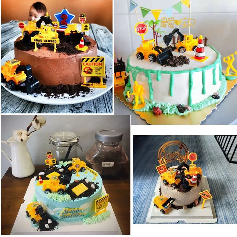 Construction Birthday Party Supplies Balloon Banner Cake Decorations Tractor Blender Dump Trucks Party Decorations for Kids Boys