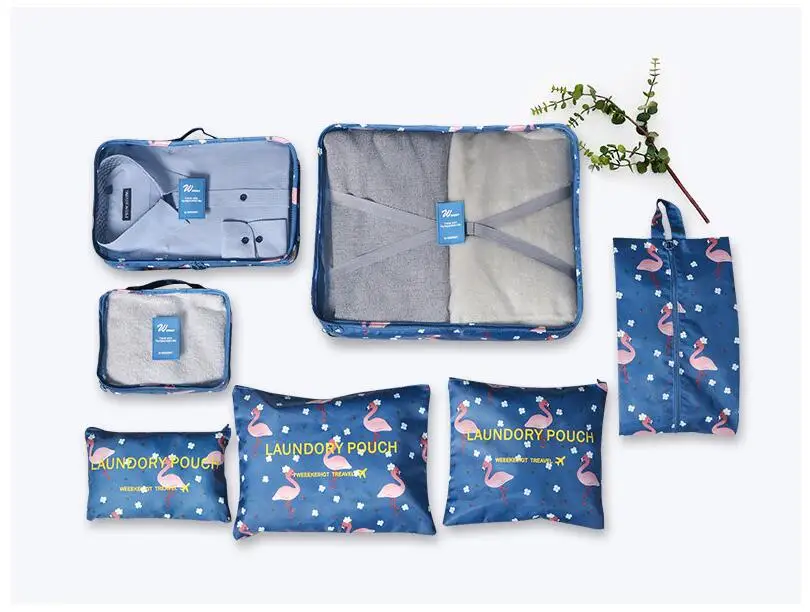 Travel Storage Bag 7 Piece Kit Luggage Clothes Sorting Bag Women Travel Organizer Bag Oxford Cloth Waterproof Packag Bags