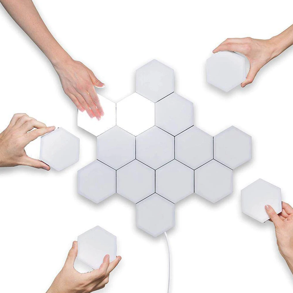 US/EU LED Quantum Lamp Hexagonal Modular Touch Sensitive Lighting Night Light Magnetic Hexagons Creative Decoration Wall Lampara