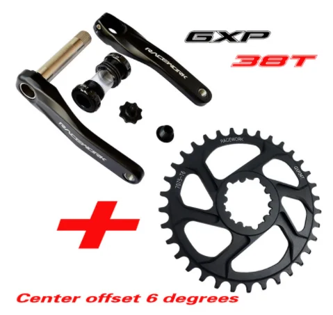 GXP38T 6degrees Fahrrad kurbel гоночный велосипед MTB GXP Kurbel алюминиевый легиер Mit Boden Kurbel 170 crank platte rot 32 T 34 T 36 T 38 T - Цвет: GXP38T 6degrees