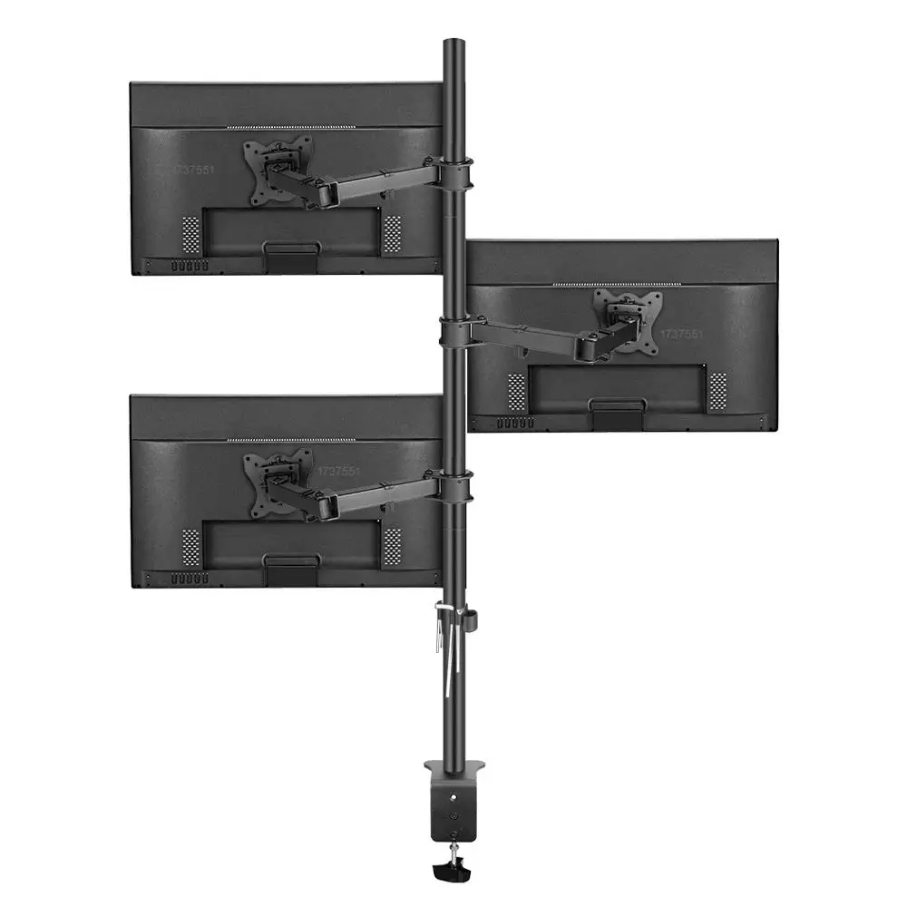 Suporte de Mesa Movimento Completo Três Monitor 10 -27 Braçadeira Grommet Buraco Base pc Montagem Braço Dobrável 15kg 80cm Dl-t902-380ii - Image 4