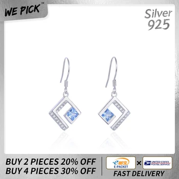 

2020 925 Sterling Silver Drop Earrings Unisex Original Tassel Blue Zircon Long Fashion Trendy Classic Geometric Jewelry Wedding