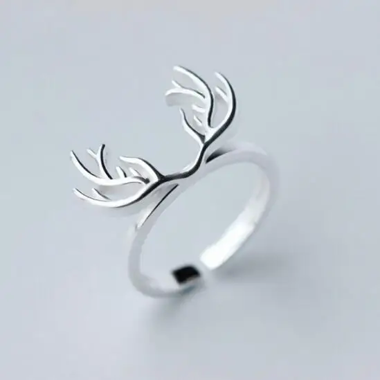 Adjustable Christmas gift rings for women Animal Antler rings Girls