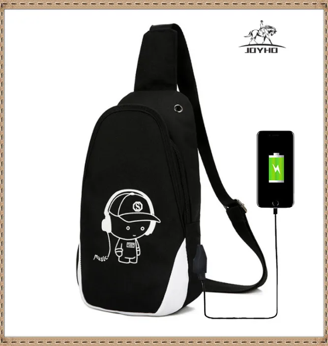 Сумка на одно плечо с USB-зарядкой для мужчин нагрудная сумочка-слинг через