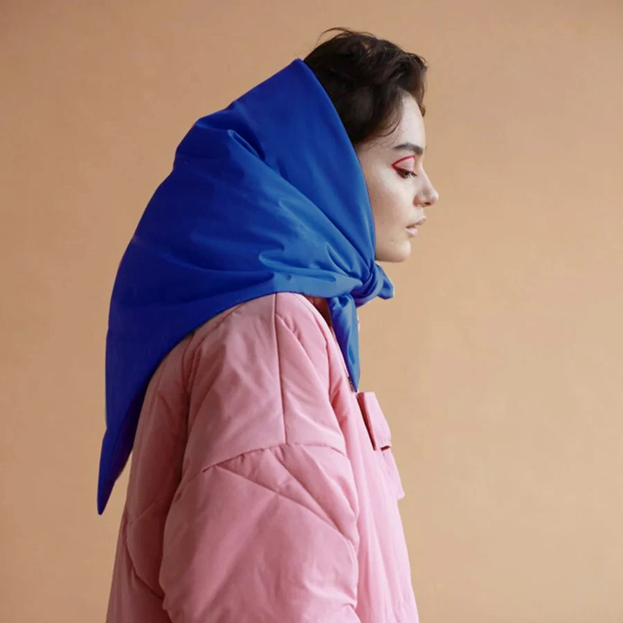 Fashion Top Head Hood Scarf-hood Winter Scarves Woman Quilted Puffy Headscarf Casual Solid Keep Warm Shawls Windproof Hijab 2