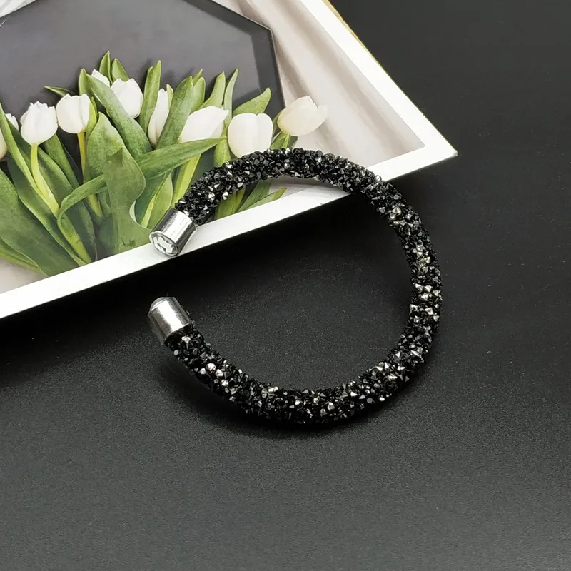 bangle Комплект модных браслетов Кристальные серьги браслеты ювелирные изделия Круглый Открытый браслет серьги подарок для свадьбы - Окраска металла: bangle