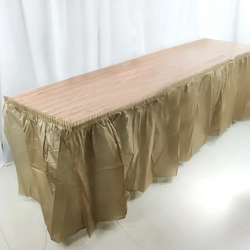 Solid Color Disposable Plastic Table Skirt Baby Shower Birthday Party Outdoor Wedding Party Table Skirt Decoration