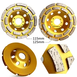 Disque de meuleuse d'angle en diamant à Double rangée, 115mm/125mm x 22mm, disque de coupe pour le béton 