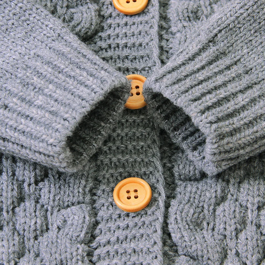 Зимняя куртка для новорожденных девочек и мальчиков теплое пальто Вязаная верхняя одежда, свитер с капюшоном