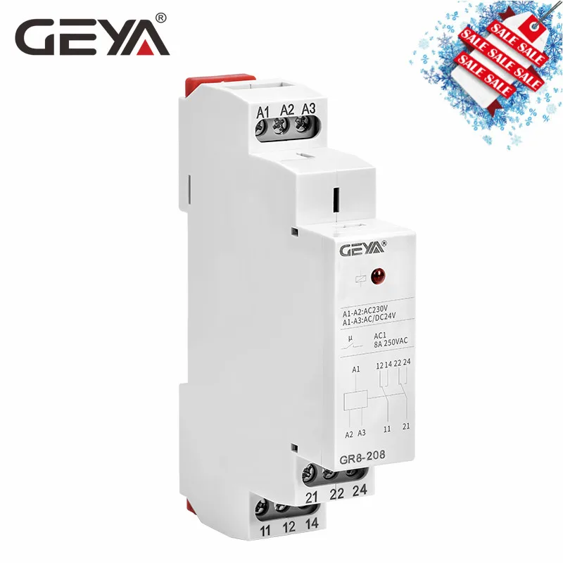 GEYA din-рейка GR8 AC DC 24V вспомогательное реле промежуточный переключатель 8A 16A SPDT реле din-рейка модуль