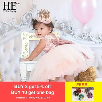 

HE Hello Enjoy Baby Girls Events Party Tutu Tulle Christening Gowns Gorgeous Princess Dresses For Girl Toddler KidEvening Dress