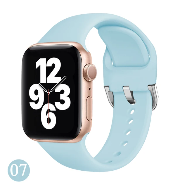 Soft Rubber Sport Band For Apple Watch SE 44mm 40mm Buckle Strap on Smart iWatch Correa Watchband Bracelet Series 65432 42mm38mm Sky blue