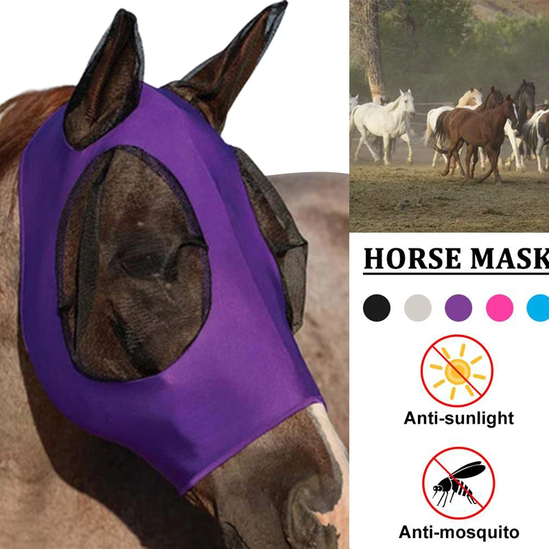 

Anti Mosquito Repellent Horse Mask Mesh Horsefly Flying Mask Breathable And Comfortable Equestrian Supplies