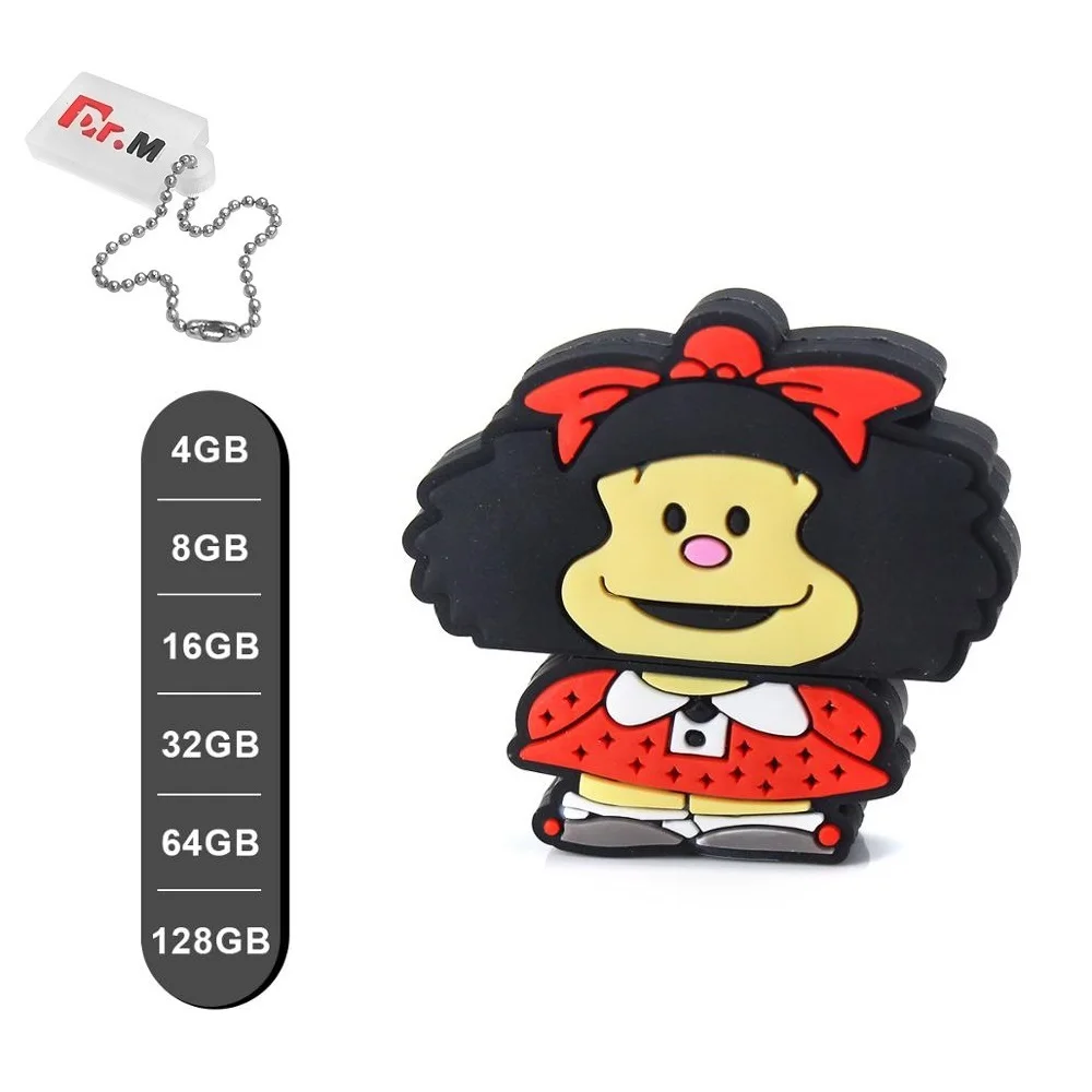 Красивая девочка, USB флеш-накопитель Mafalda, USB 2,0, флеш-накопитель, 128 ГБ, Usb флешка, 64 ГБ, флеш-карта, 32 ГБ, флеш-карта, диск