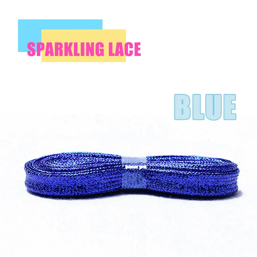 Dark Blue Цветные мужские и женские шнурки для кроссовок с металлическим блеском, блестящий шнурок золотого цвета, серебристые плоские шнурки, спортивная обувь для бега, шнуровка - Цвет: Dark Blue
