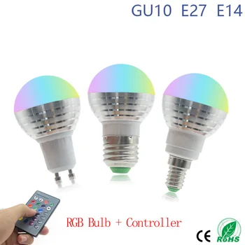 

Magic RGB LED Light Bulb AC85-265V Smart Lighting Lamp Color Change Dimmable With IR Remote Controller E27 E14 GU10 Smart Bulb