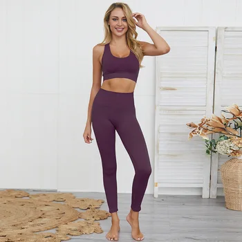 seamless hyperflex workout set sport leggings and top set yoga outfits for women sportswear athletic