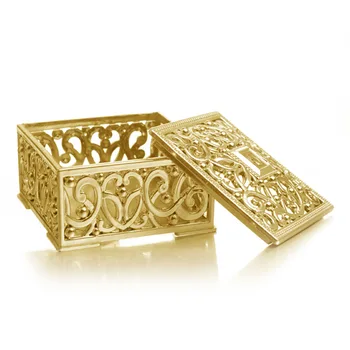 

New Plastic Treasure For Jewelry Gem Trinket Box Square Candy Box Treasure Chest Wedding Favor Box Party Supplies Gold