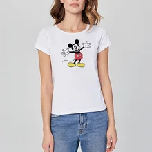 

New Fashion Women T-Shirts Summer Disney Classic Mickey Mouse Printed Pullovers Tops Ladies Casual Short Sleeve Female Clothes