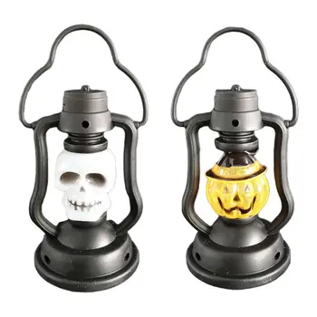 

Halloween Kerosene Pumpkin Skeleton Head Lantern Hanging Electric Night Light X6HC