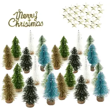 

49PCS Mini Christmas Tree Sisal Silk Cedar Desktop Decor Decoration Small Christmas Tree for Home Party Wholesale