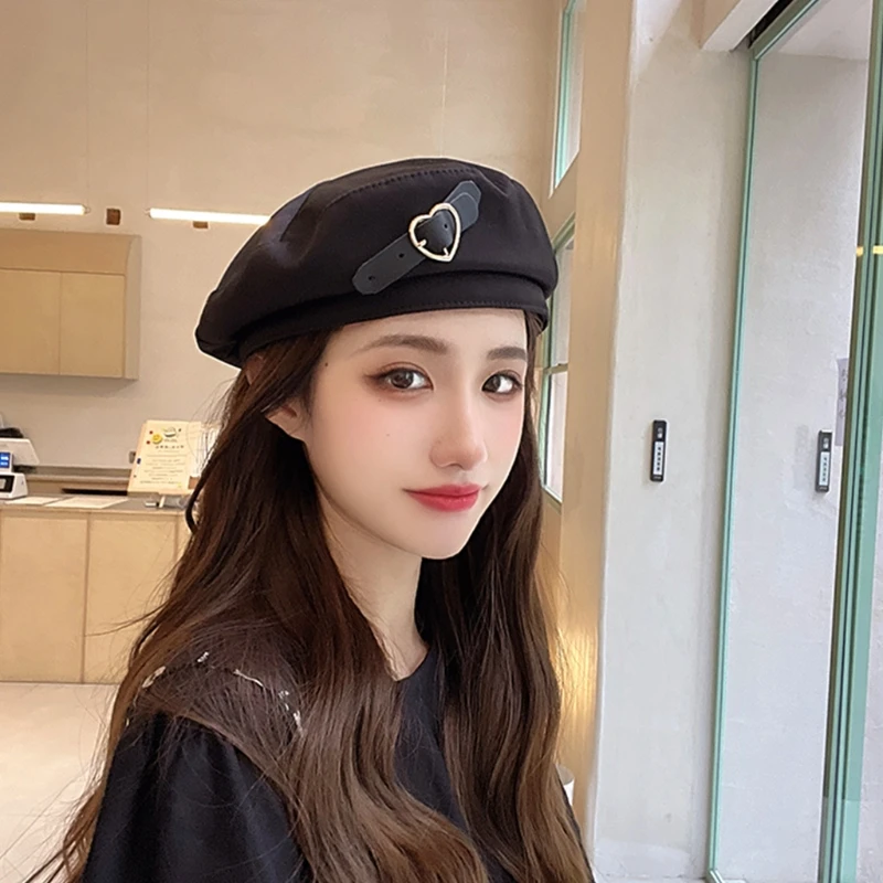 Vintage Love Leather Buckle Beret 