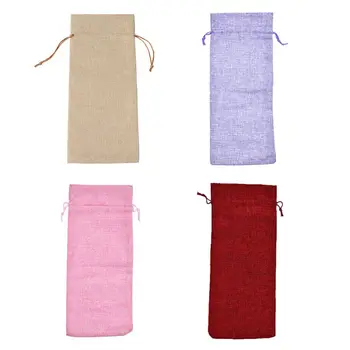 

10pcs Rustic Linen Drawstring Champagne Red Wine Bottle Bag Gift Packaging Wrap H4GD
