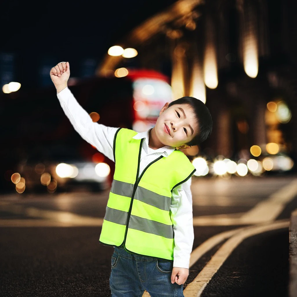 High Visibility Kids Safety Vest, Children Waistcoat Vest with Reflective Strips Traffic Clothes