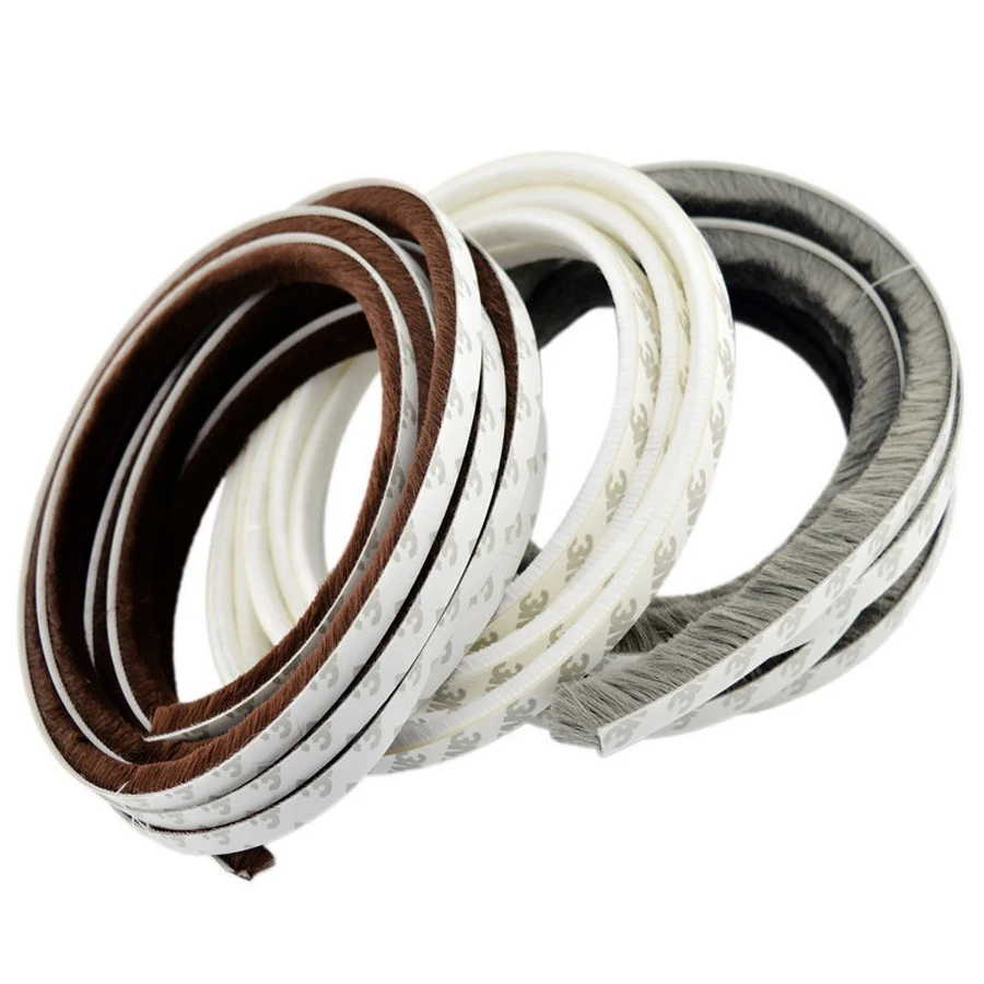 Self Adhesive Draught Excluder Brush Pile Windows Doors Draft Proof Seal 9x5mm 9x9mm 9x15mm 9x23mm Gray/Brown/White