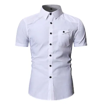 

Shirt For Men Autumn Casual Military Cargo Slim Button Short Sleeve Dress Shirt Top Blouse chemise manche courte homme