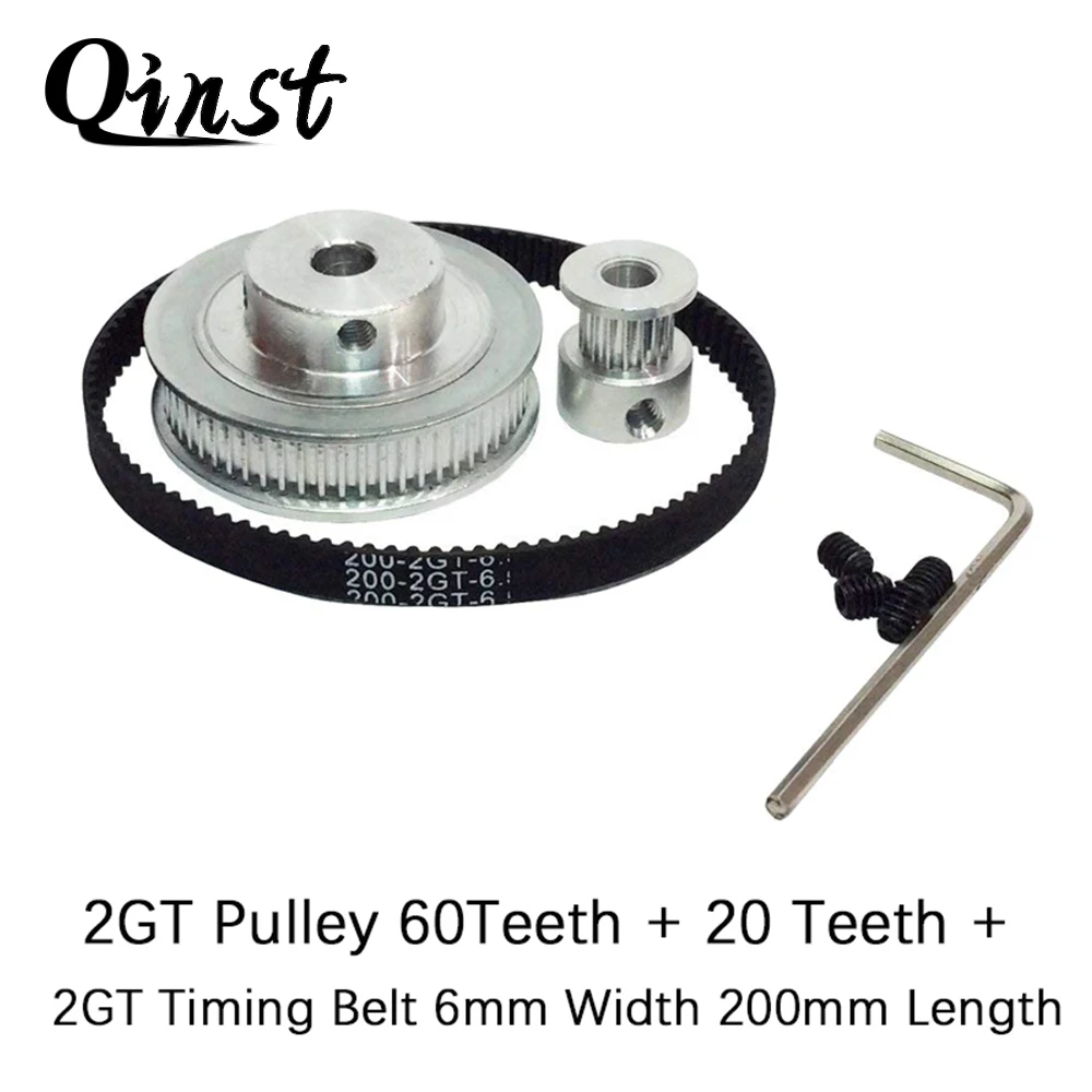 

Qinst HTD 2GT Timing Belt Pulley Kits GT2 Timing Belt Closed-loop 200mm Pulley 20 Teeth + 60 Teeth for 3D Printer Accessories