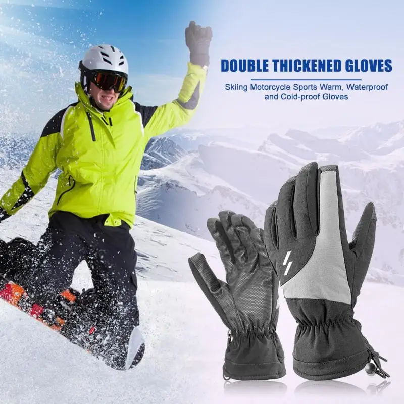 Double-layer Thickened Full Finger Cold-proof Gloves for Skiing Motorcycle