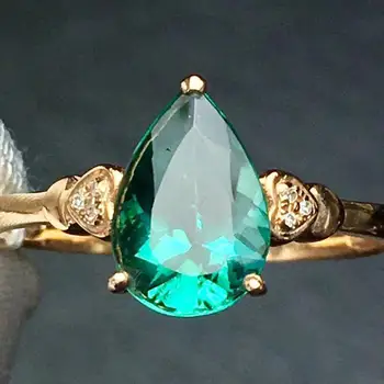 

Tourmaline Ring 1.55ct Pure 18 K Gold Jewelry Natural Bluish Green Gemstones Diamonds Female Rings for Women Fine Ring