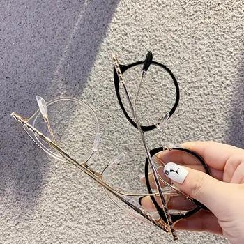 

New Retro Round Glasses Frame Metal Fashion Eyeglasses Frame For Men Women Flat Mirror Frame Unisex Vision Care Eyewear Frame